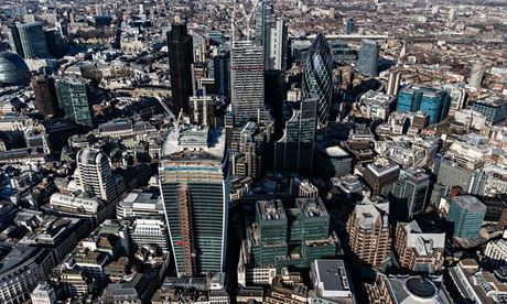Aerial view of the City of London (a semi-autonomous state within England)
