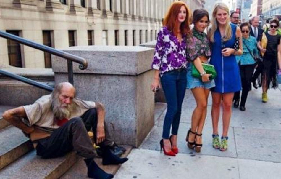 Heartless young women have no motive to protect this man's dignity